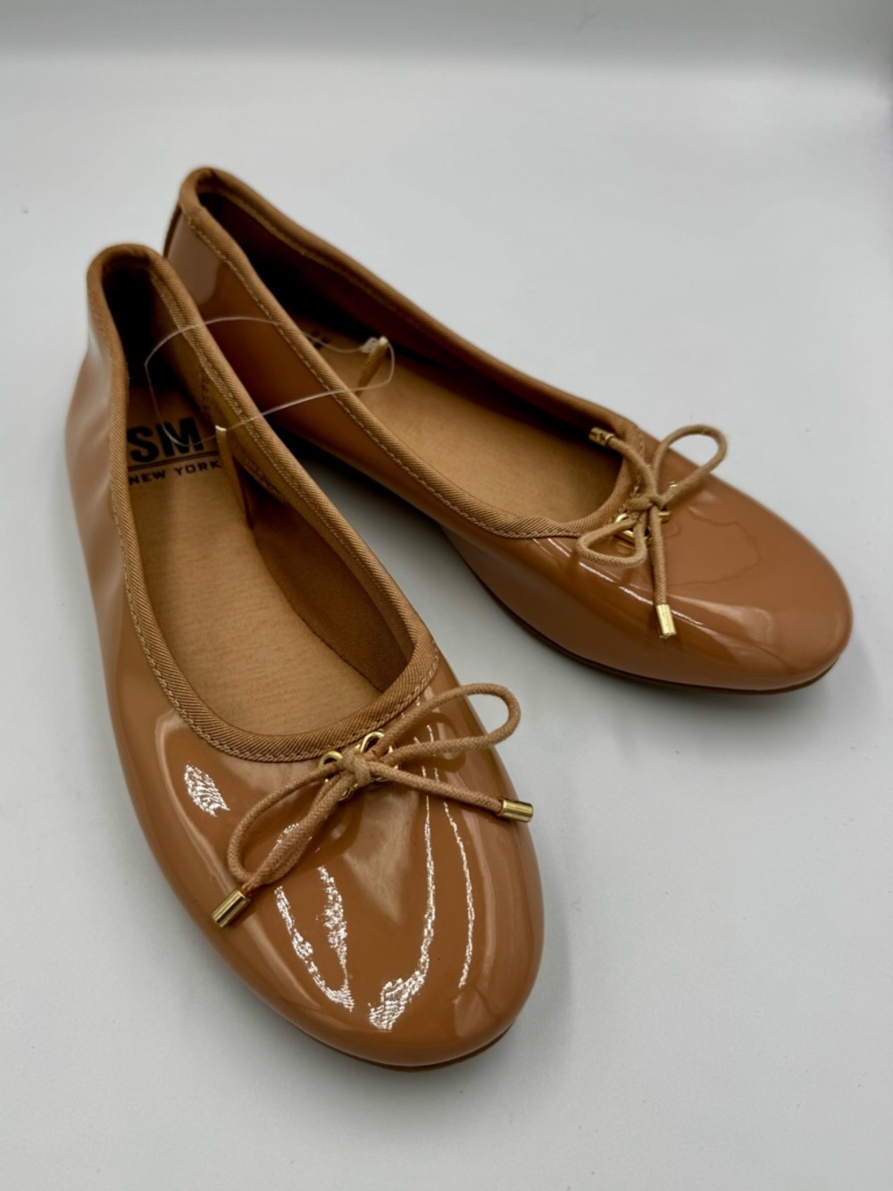 Madden NYC Tan Patent Ballet Flats Baby Bow Size 6